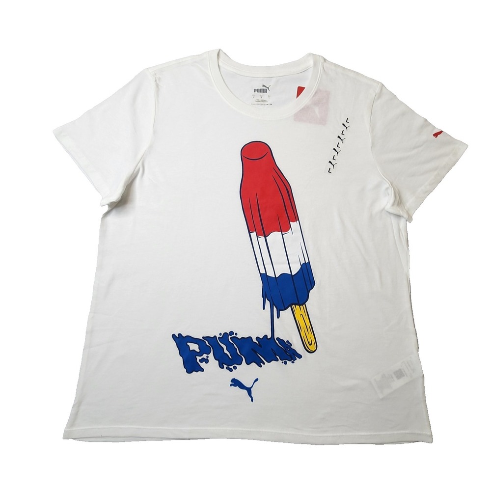 Puma Women's Graphic Napolitan Pop T-shirt White Size L